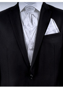 Westen-Set mit Paisleymuster: Weste, Plastron, Tuch Silber / Grau Ashford
