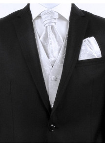 Herrenweste mit Ornamenten im Set mit Plastron und Tuch Silber / Grau Ashford