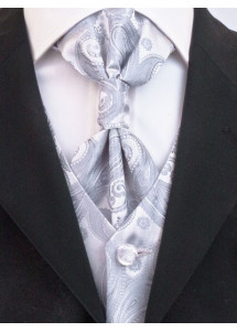Herren-Weste Paisleymuster Hochzeit Silber / Grau Lorenzo Guerni