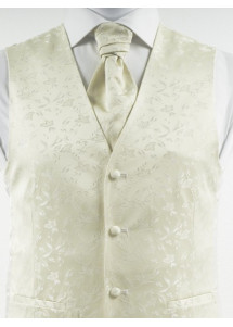 Weste mit floralem Muster im Set mit Plastron und Stecktuch Creme / Beige Ashford