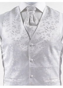 Weste mit floralem Muster im Set mit Plastron und Stecktuch Silber / Grau Ashford