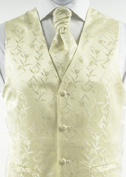 Floral gemusterte Hochzeitsweste im Set mit Plastron und Tuch