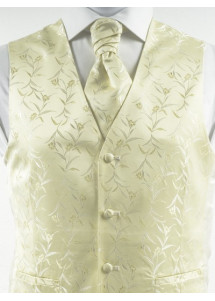 Floral gemusterte Hochzeitsweste im Set mit Plastron und Tuch