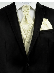 Floral gemusterte Hochzeitsweste im Set mit Plastron und Tuch