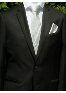 Hochzeitswesten-Set im schickem Paisley Look Silber / Grau Lorenzo Guerni