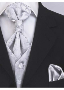 Hochzeitswesten Set dezentes Muster floral silber