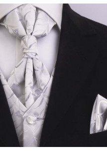 Hochzeitweste Blumenmuster im Set Venedig Silber / Grau Lorenzo Guerni