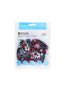 Mundschutzmaske buntes Blümchenmotiv magenta