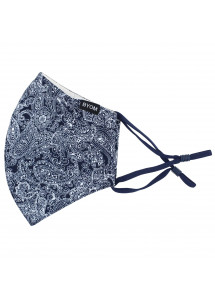 Mund-Nasen-Maske Paisleymotiv navyblau perlweiß