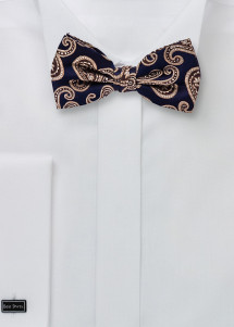 Seiden-Herrenschleife Paisley-Motiv navy ocker