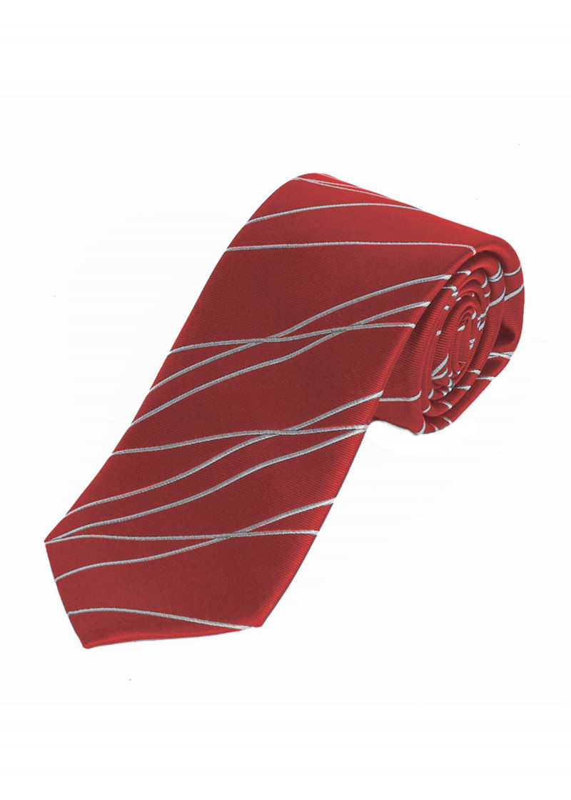 Extra schlanke Krawatte Wellen-Muster rot