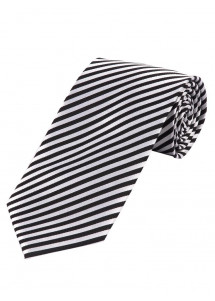 Krawatte Blockstreifen tiefschwarz perlweiß