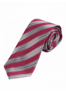 Krawatte edles Streifen-Dekor mittelrot silbergrau schneeweiß