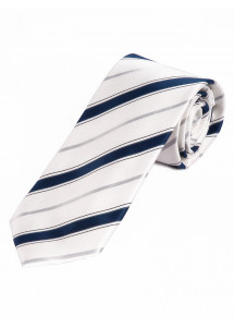 Herrenkrawatte stilsicheres Streifen-Muster weiß marineblau silber