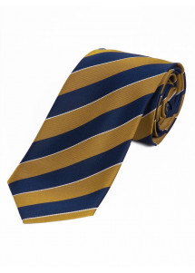 Schmale Krawatte dezentes Streifen-Dessin curry nachtblau schneeweiß