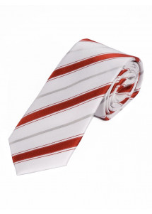 Schmale Krawatte stilsicheres Streifen-Pattern weiß rot silber