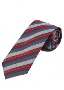Krawatte stylisches Streifendesign  hellgrau anthrazit rot