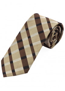 Lange Schottenkaro-Businesskrawatte sandfarben dunkelbraun