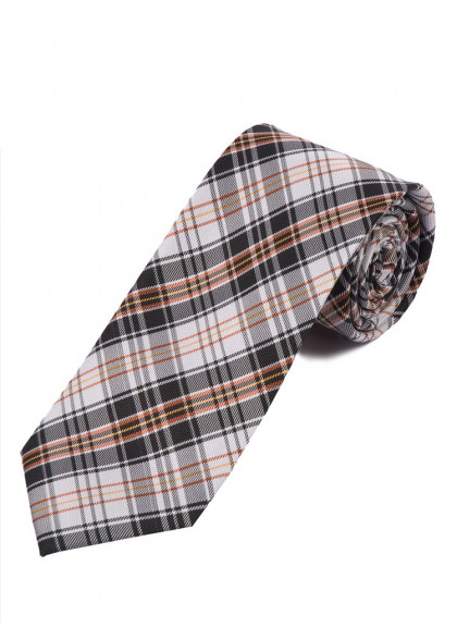 Lange Glencheckmuster-Krawatte hellgrau braun