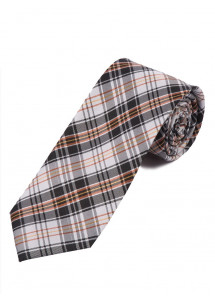 Lange Glencheckmuster-Krawatte hellgrau braun