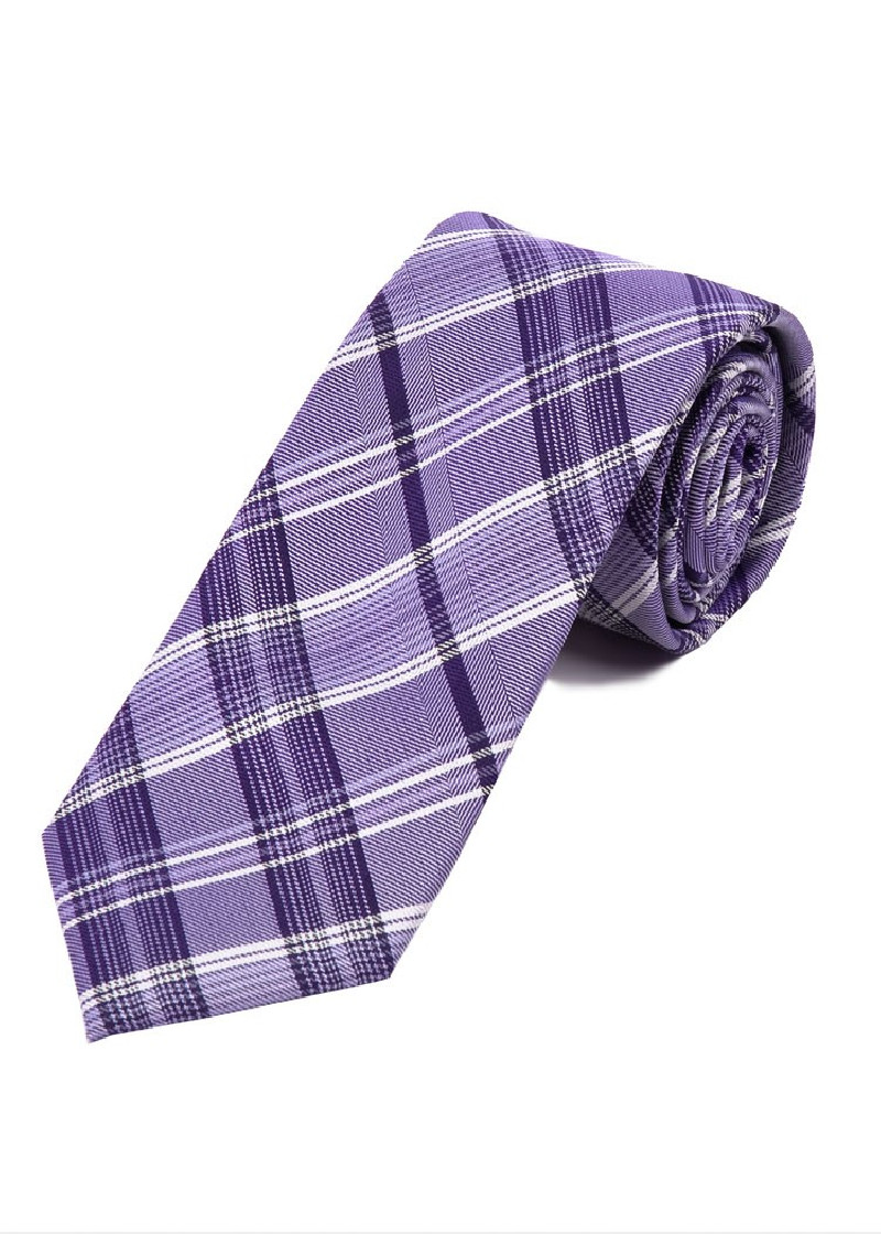 Lange Krawatte gediegenes Linienkaro  weiß