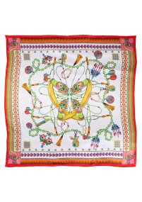 Design-Damenhalstuch Seide rot elfenbein