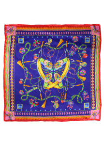 Design-Damentuch Seide mittelrot dunkelblau