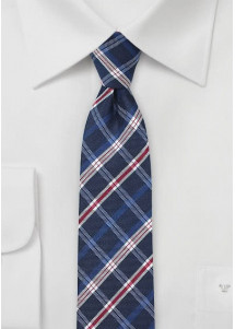 Krawatte navy Karo-Design elegant