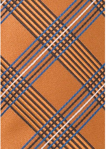 Krawatte Glencheck orange blau