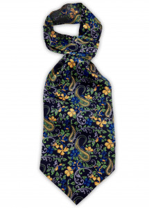 Schal-Ascot navy Paisleys Blumenmotive
