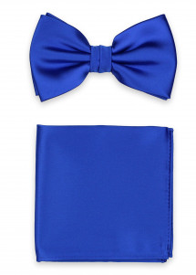 Fliege und Einstecktuch in ultramarin