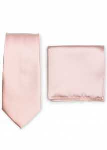 Kravatte und Einstecktuch im Set - hellrosa