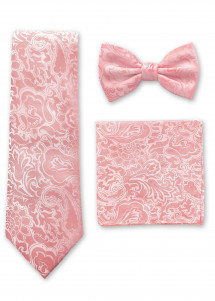 Herrenfliege, Businesskrawatte und Stecktuch im Set rose