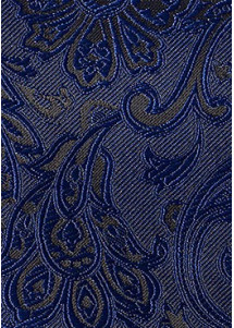 Set Businesskrawatte und Ziertuch Paisleymotiv marineblau