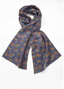 Tuchschal Blumenmotiv dunkelblau