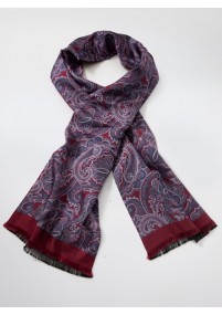 Doubleface-Seidenschal Paisley-Muster weinrot