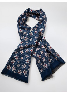 Schal Doubleface Blümchenmotiv nachtblau