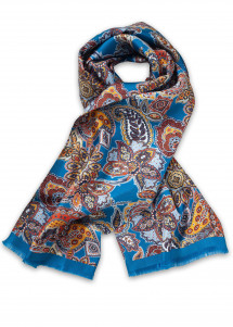 Herrenschal breit blassblau Paisleymuster