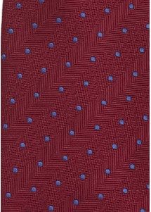 Elegante Herrenkrawatte mit Farbton bordeaux blaue Punkte