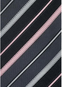 Elegante Herrenkrawatte mit Farbton XXL-Herrenkrawatte anthrazit Streifen rose silber