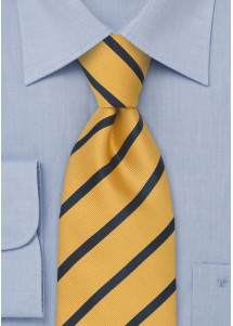 Herrenkrawatte in Streifen blau gelb – stilvoll und auffällig