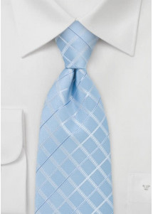 Krawatte Karos taubenblau weiß
