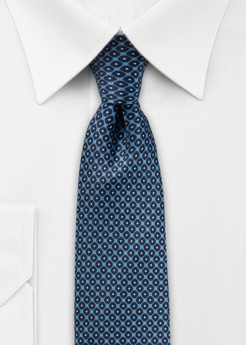 Krawatte eisblau navy im Retro-Look