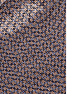 Krawattenschal hellbraun stahlblau Kästchen-Pattern