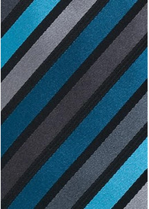 Elegante Herrenkrawatte mit Farbton Streifenmuster Petrol Silber Nachtschwarz