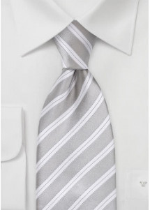 Herrenkrawatte in Businesskrawatte silber italienisches Streifen-Dekor – stilvoll und auffällig