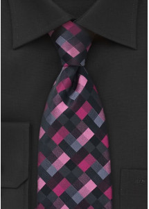Krawatte Schachbrett-Dekor in Farbe pink