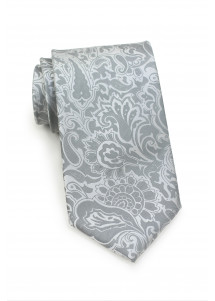 Markante Krawatte im Paisley-Look in Farbe silber