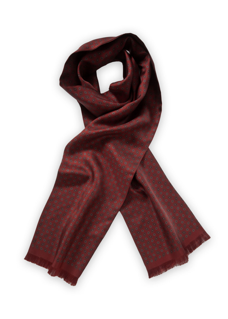 Auffallender Tuchschal florale Ornamente braunrot