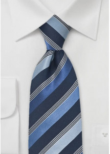 Businesskrawatte Streifen-Muster stahlblau navyblau